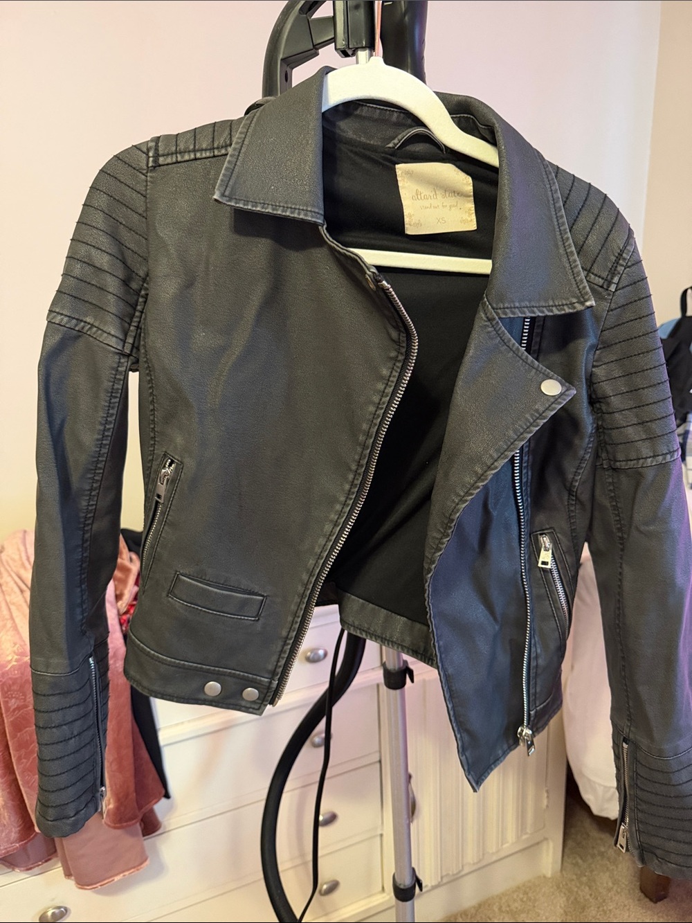 Altar'd State Black Moto Faux-Leather Jacket